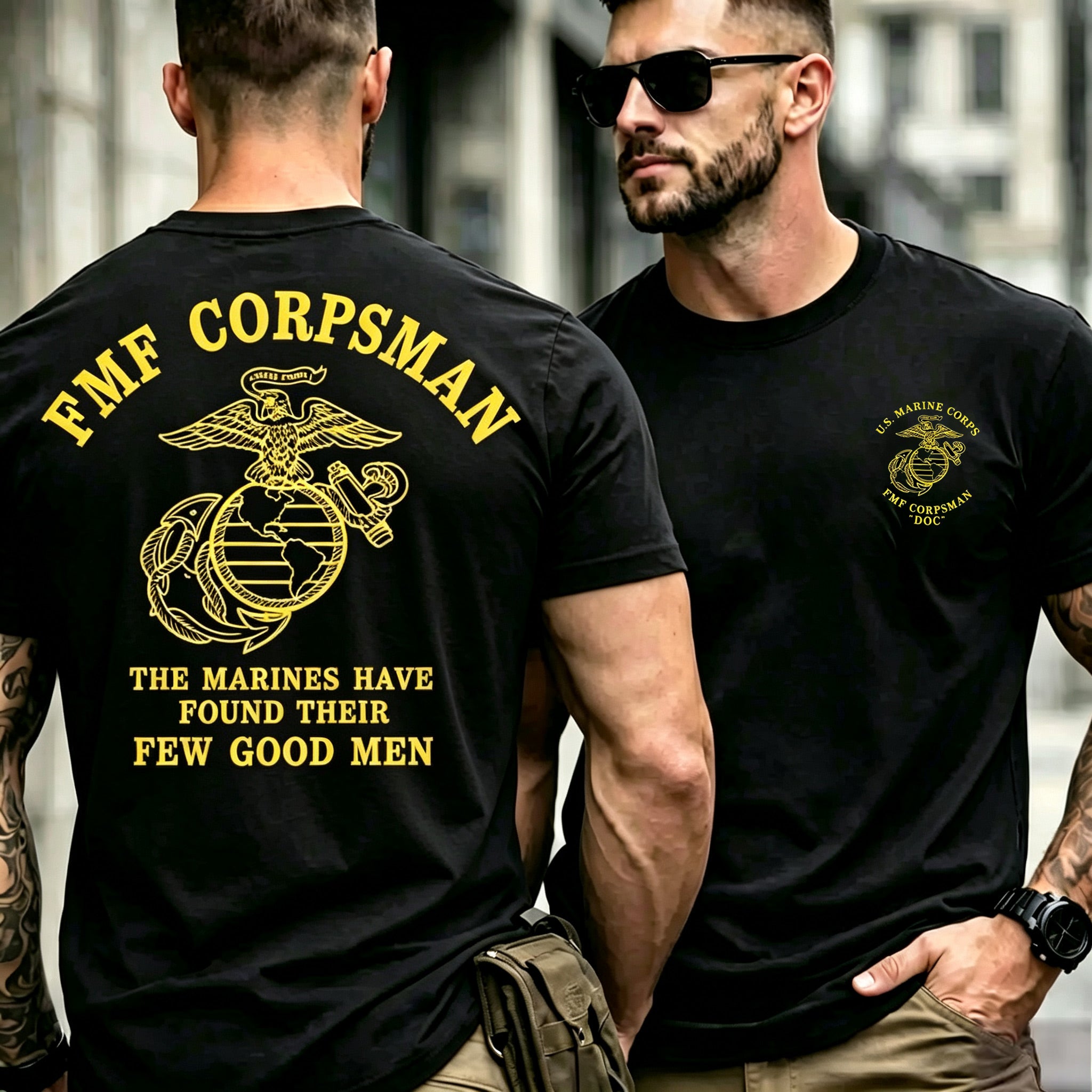 Men Retro Letter Badge Tactical Short Sleeve Tee