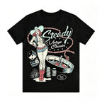 Retro Western Pin‑Up Cowgirl Gambling Dice Roulette Tee