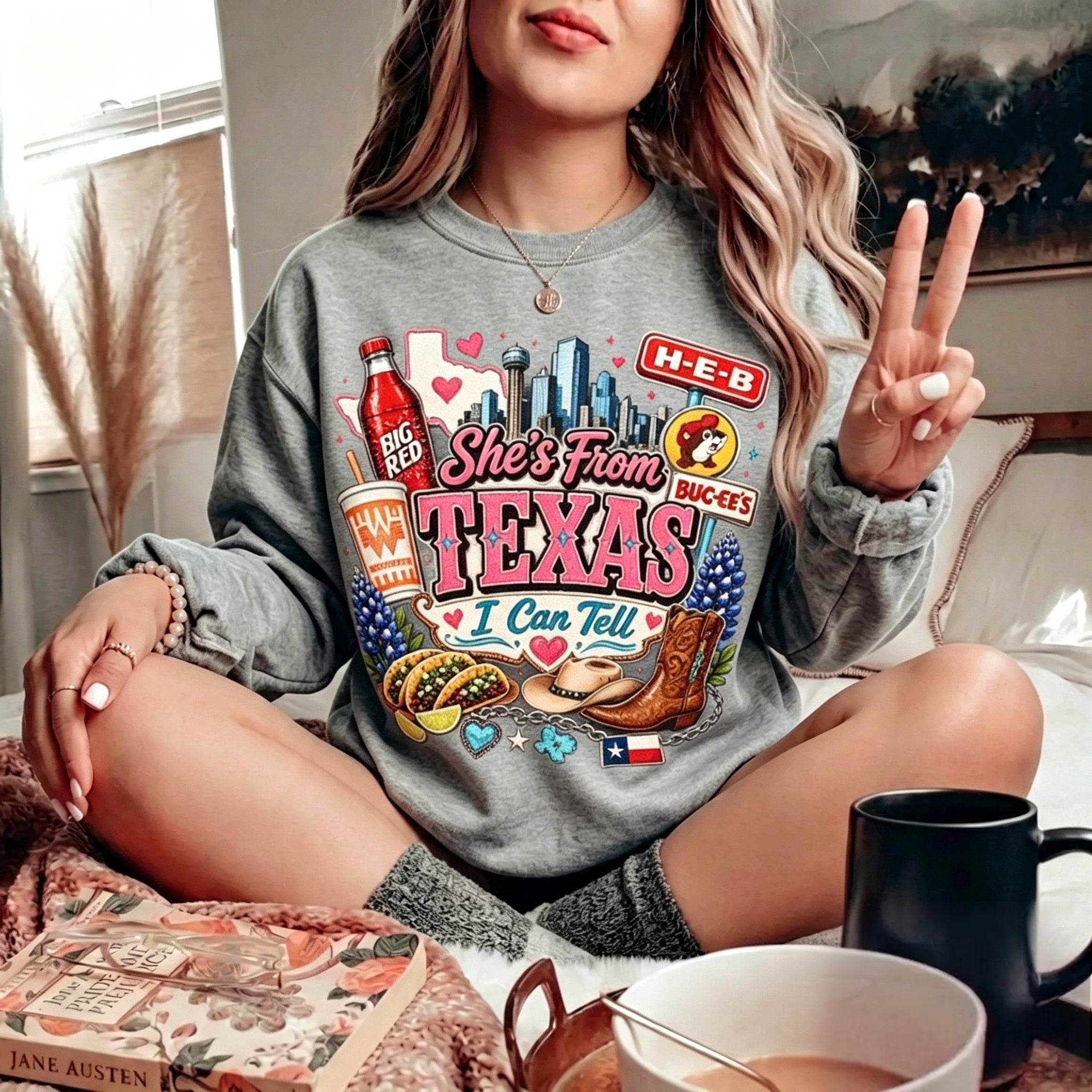 She's From Texas I Can Tell Graphic Crewneck Sweatshirt