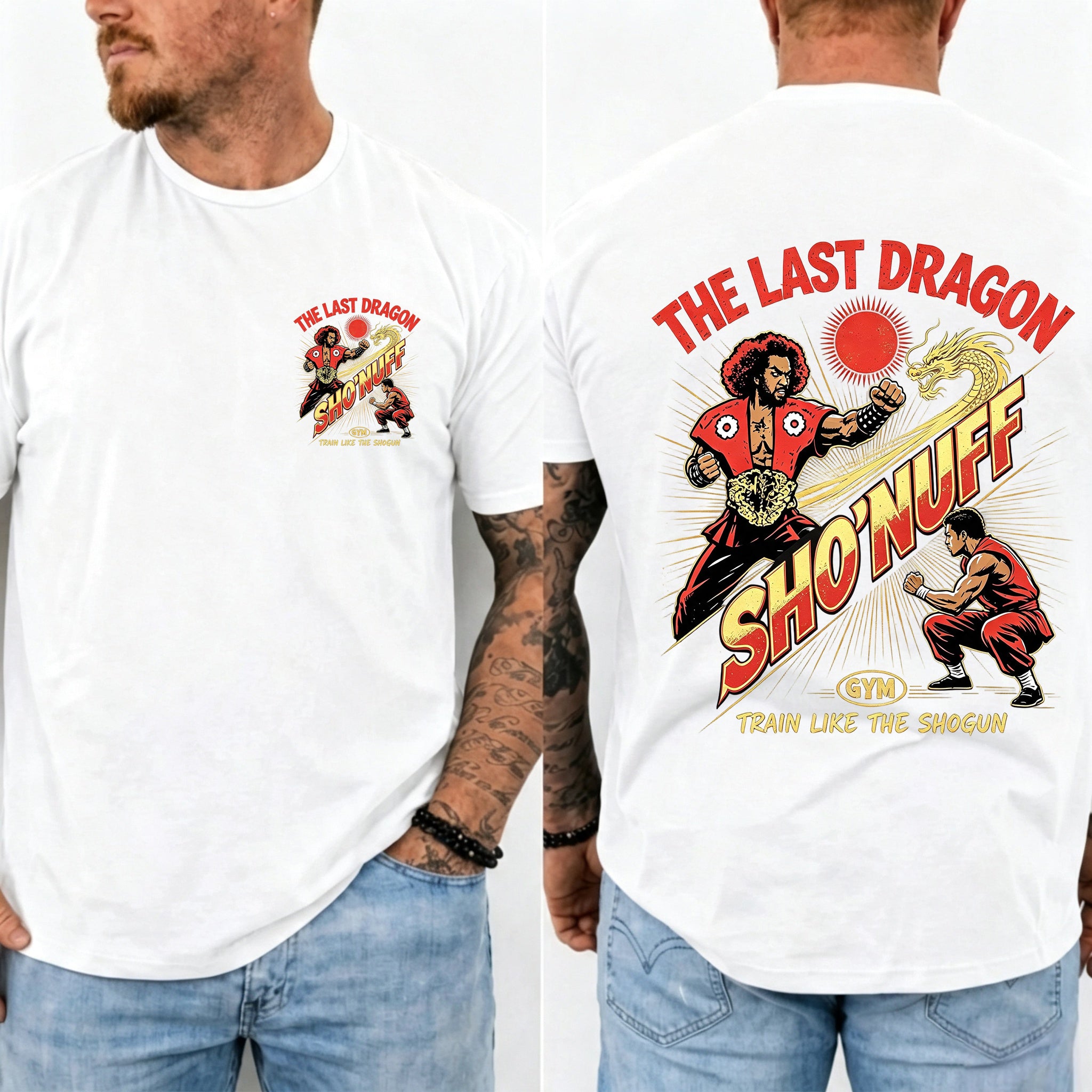 Train Like The Shogun Front & Back Print Men Casual Graphic T‑Shirt