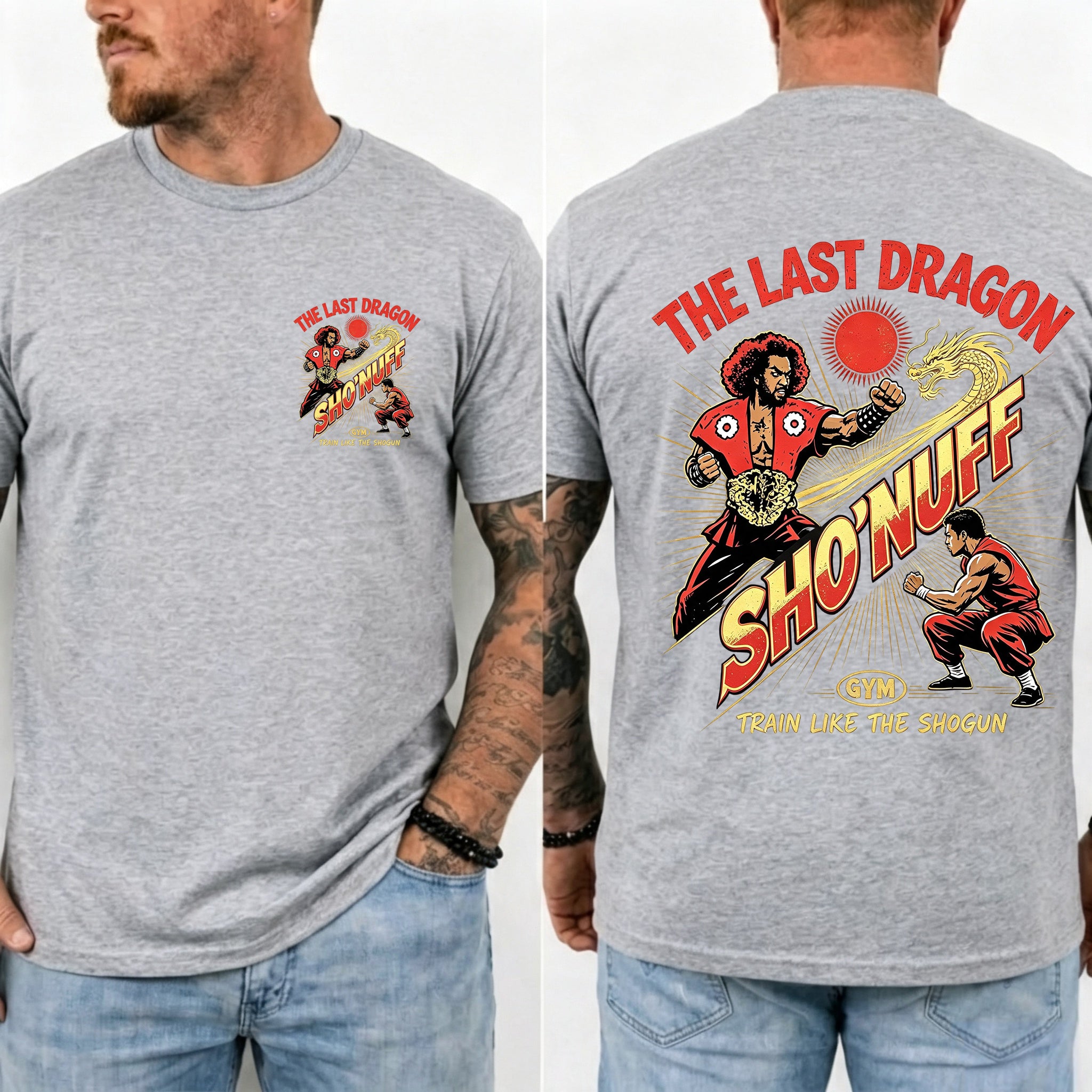 Train Like The Shogun Front & Back Print Men Casual Graphic T‑Shirt