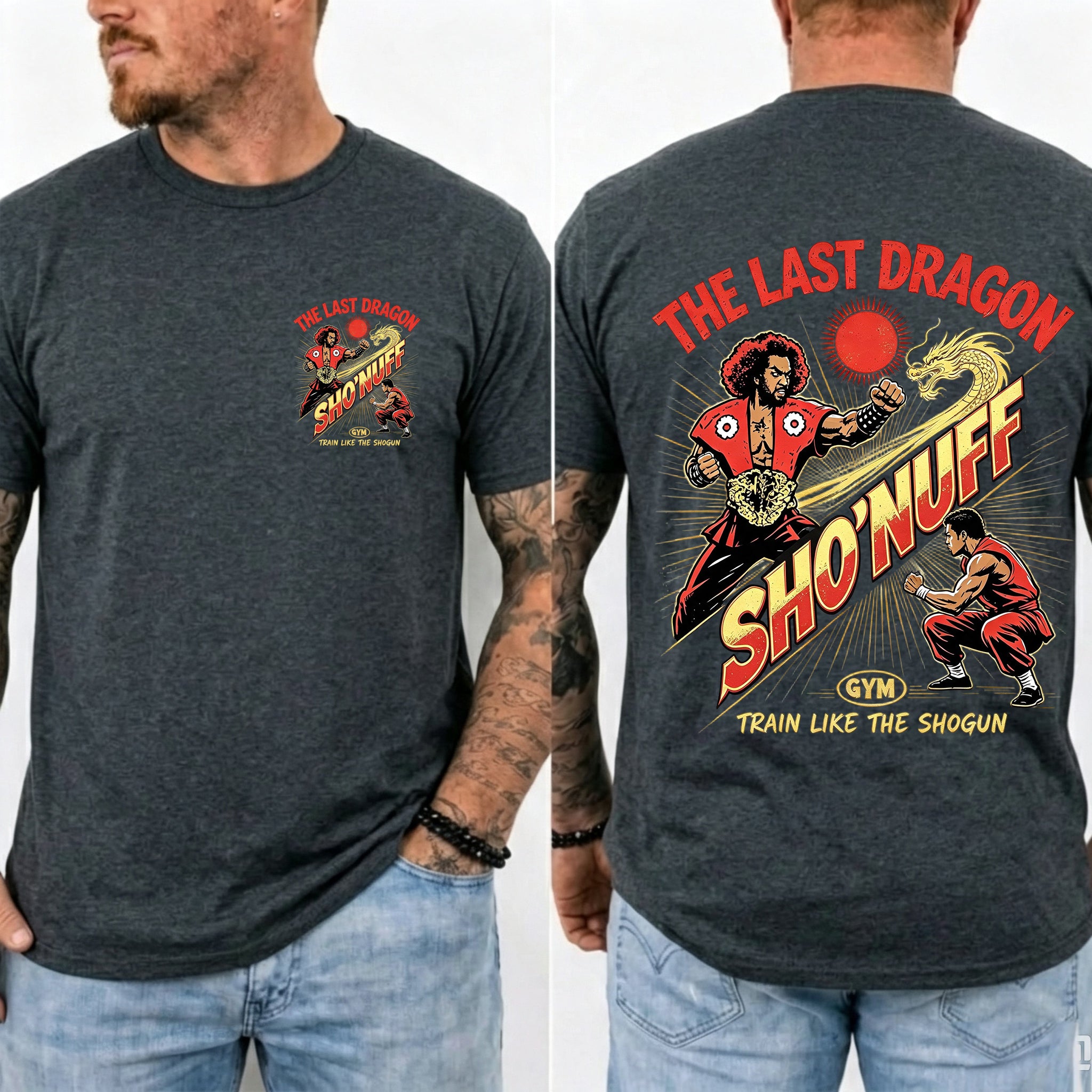 Train Like The Shogun Front & Back Print Men Casual Graphic T‑Shirt