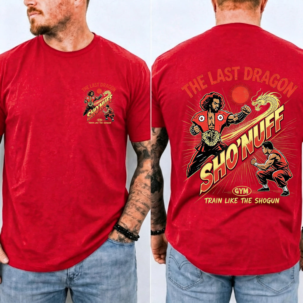 Train Like The Shogun Front & Back Print Men Casual Graphic T‑Shirt