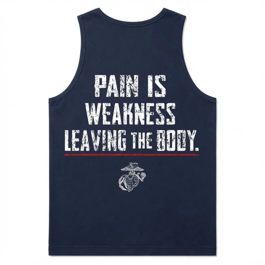 Menswear Soft Fabric Tank Top - "Pain Is Weakness Leaving The Body" Print