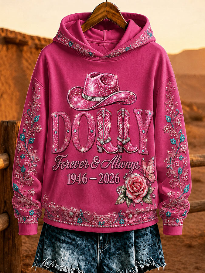 Women'S Rural Queen Commemorative Printed Long Sleeve Hoodie