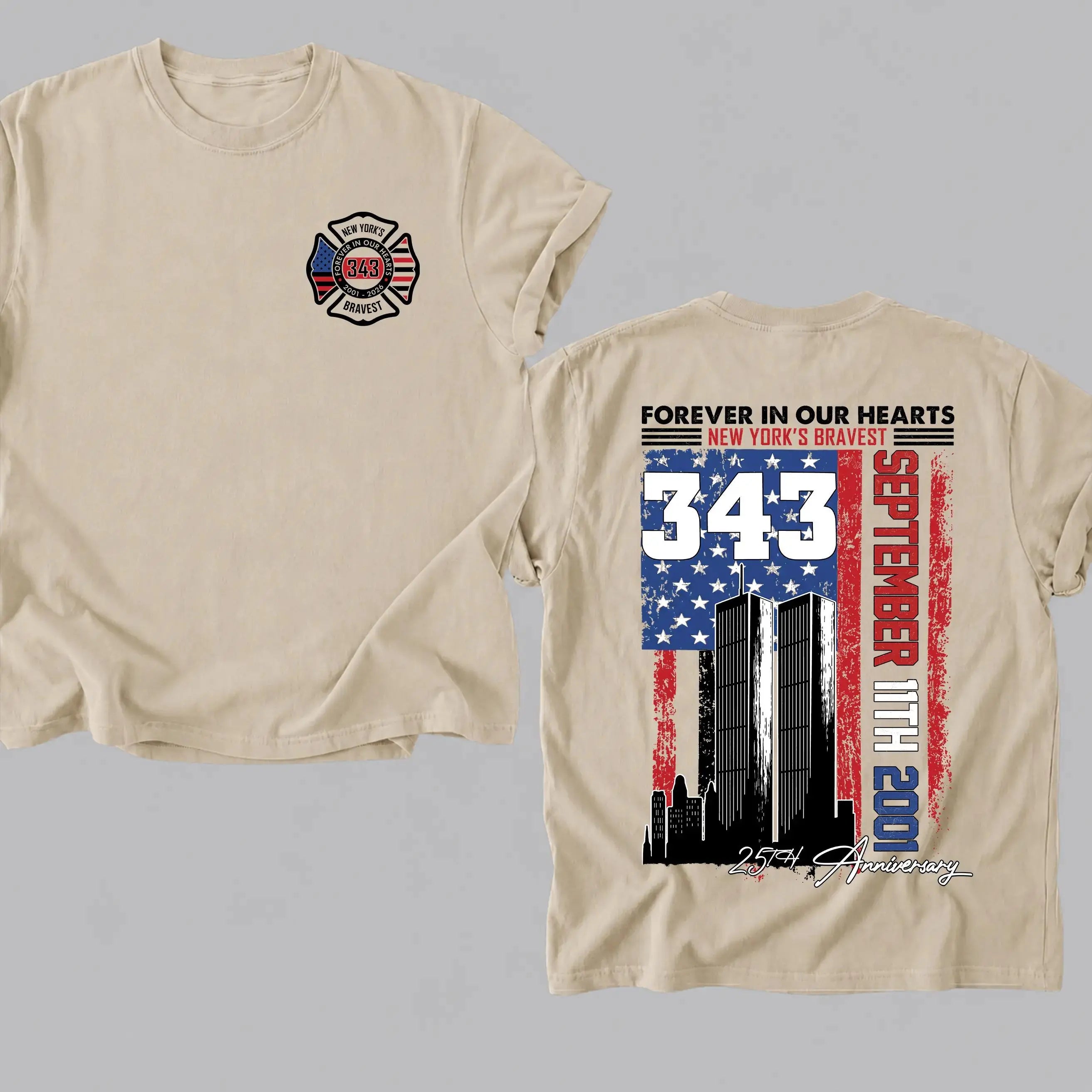 Forever In Our Hearts 343 Hero 9/11 25th Anniversary Shirt