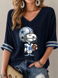 Women's Casual Football Print T-Shirt