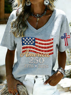 Women's 250th Anniversary Print V-Neck Top