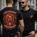 Vintage Fire Skull Badge Casual Men Tee