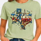 Texas Map State Wild West Cowboy, Star Flag T-shirt