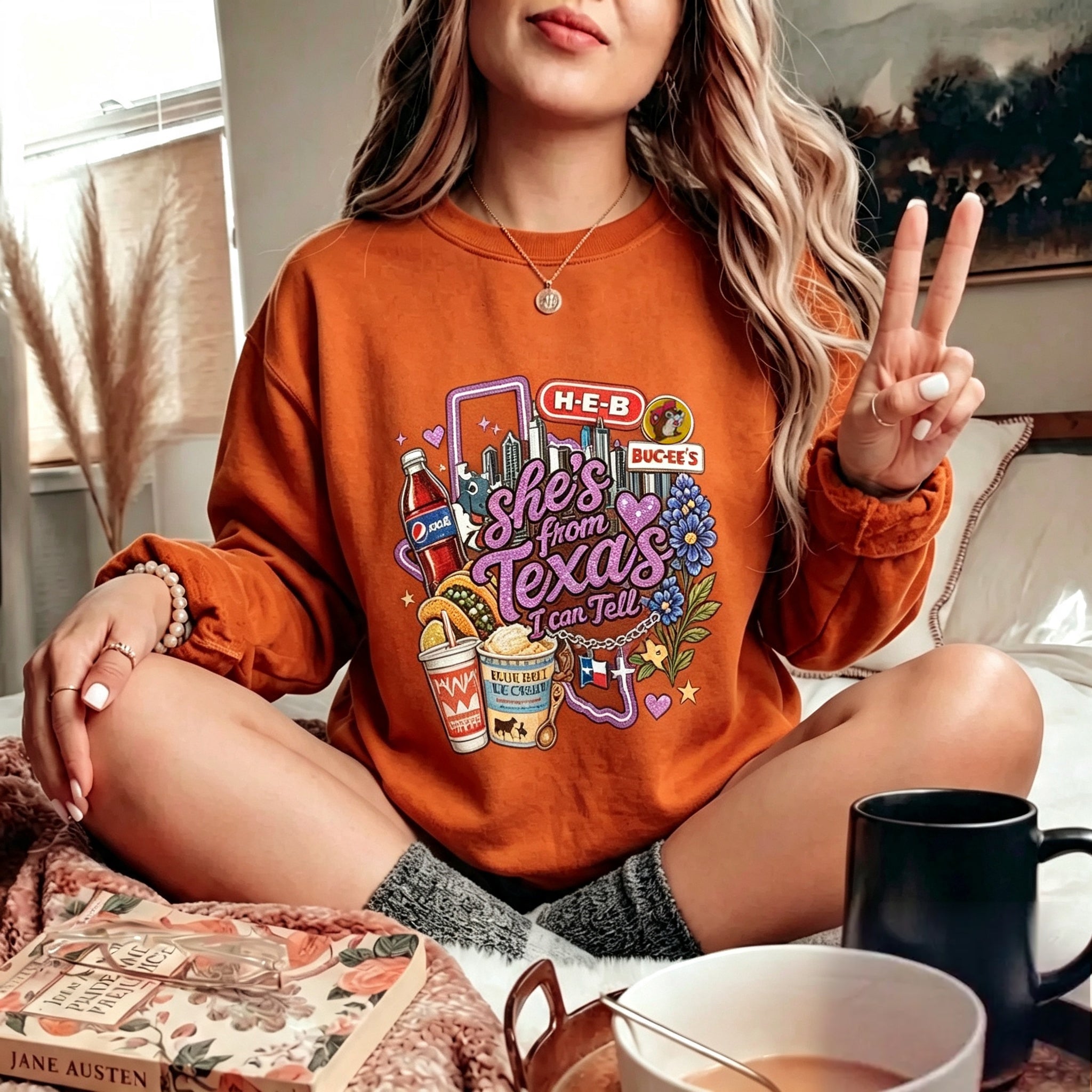 She's From Texas I Can Tell Graphic Crewneck Sweatshirt