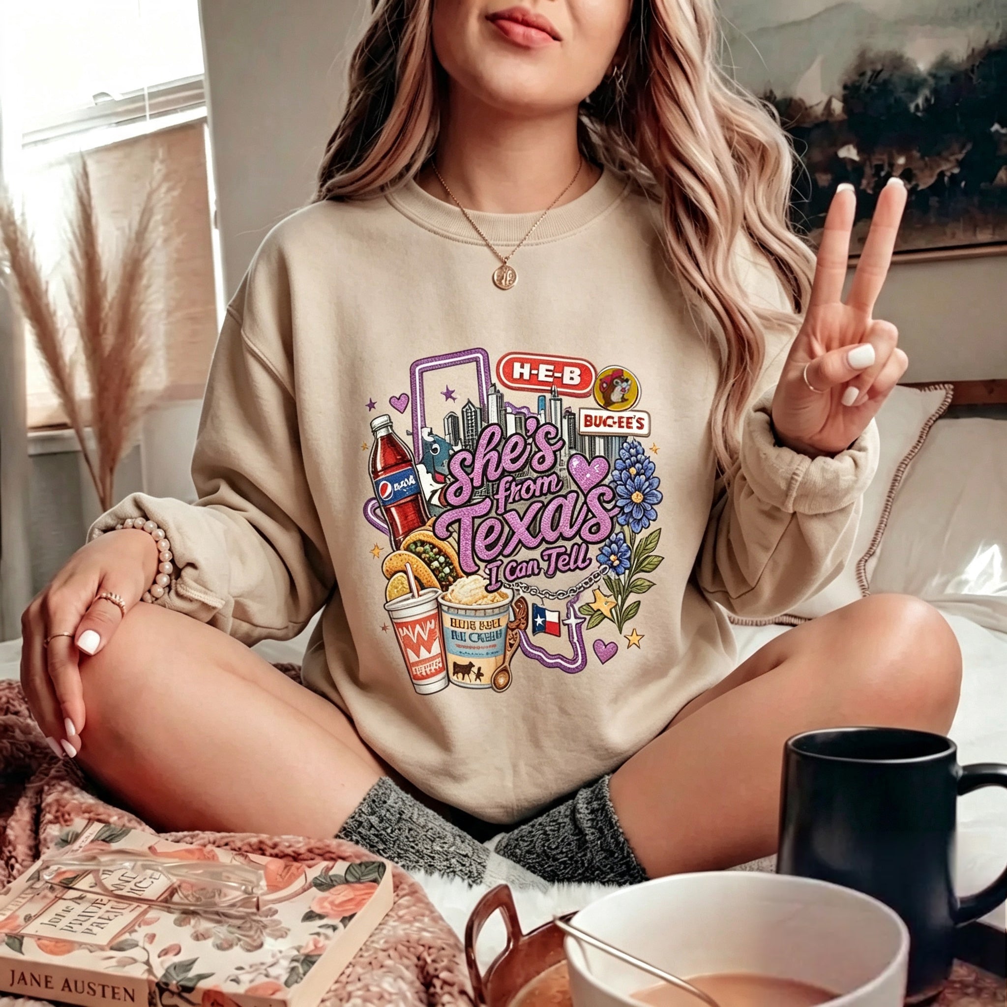 She's From Texas I Can Tell Graphic Crewneck Sweatshirt