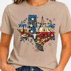 Texas Map State Wild West Cowboy, Star Flag T-shirt