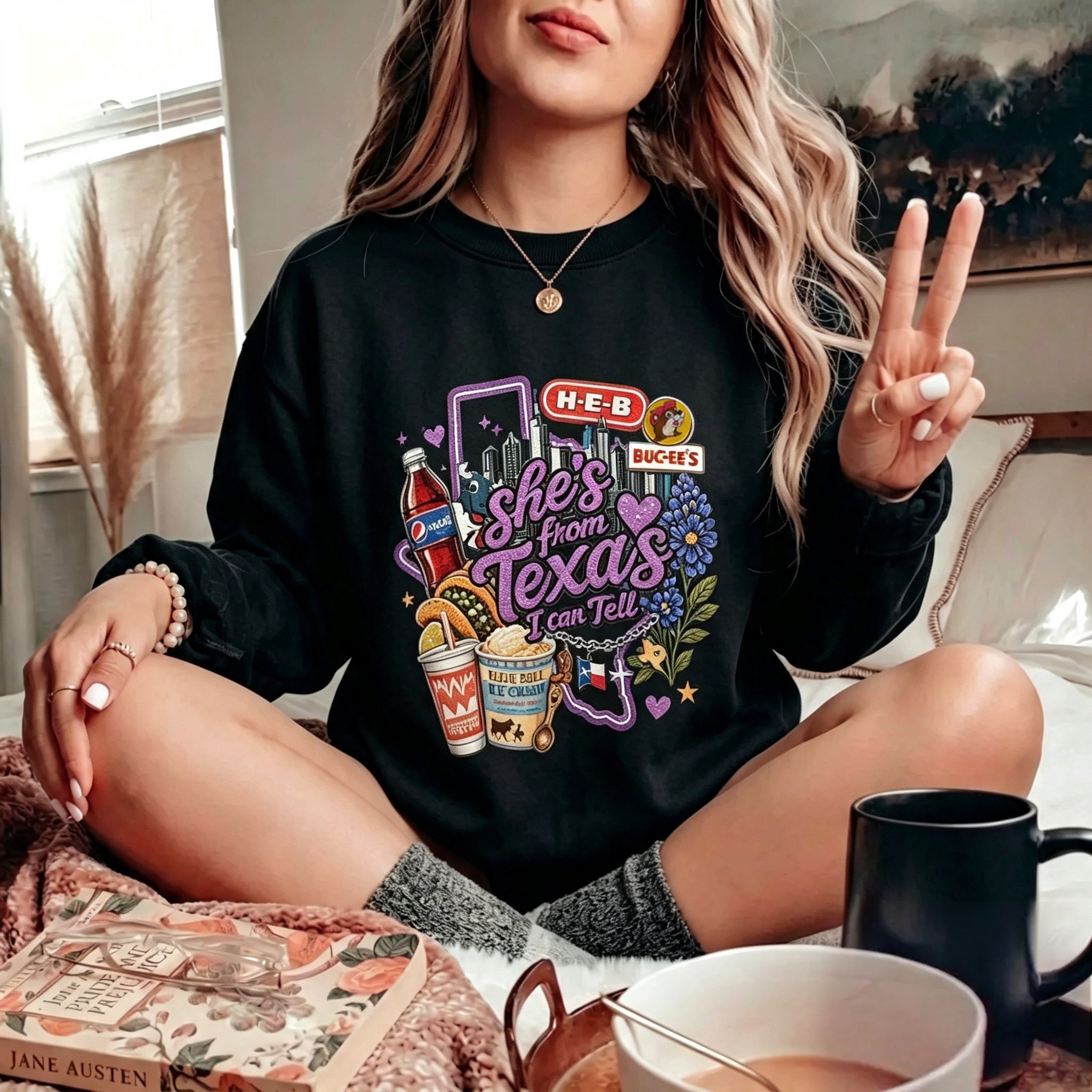 She's From Texas I Can Tell Graphic Crewneck Sweatshirt