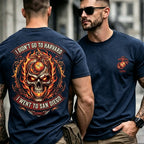 Vintage Fire Skull Badge Casual Men Tee