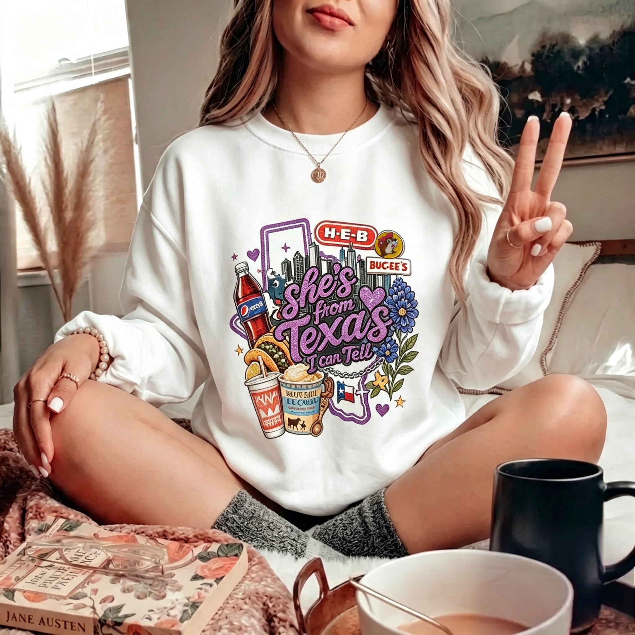 She's From Texas I Can Tell Graphic Crewneck Sweatshirt