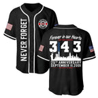 Forever In Our Hearts 343 Hero 9/11 25th Anniversary Baseball Jersey