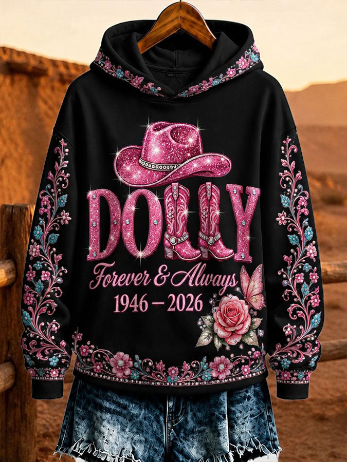 Women'S Rural Queen Commemorative Printed Long Sleeve Hoodie
