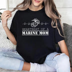US Marine Mom Heartbeat T-Shirt – Proud USMC Mama Military Family Graphic Tee