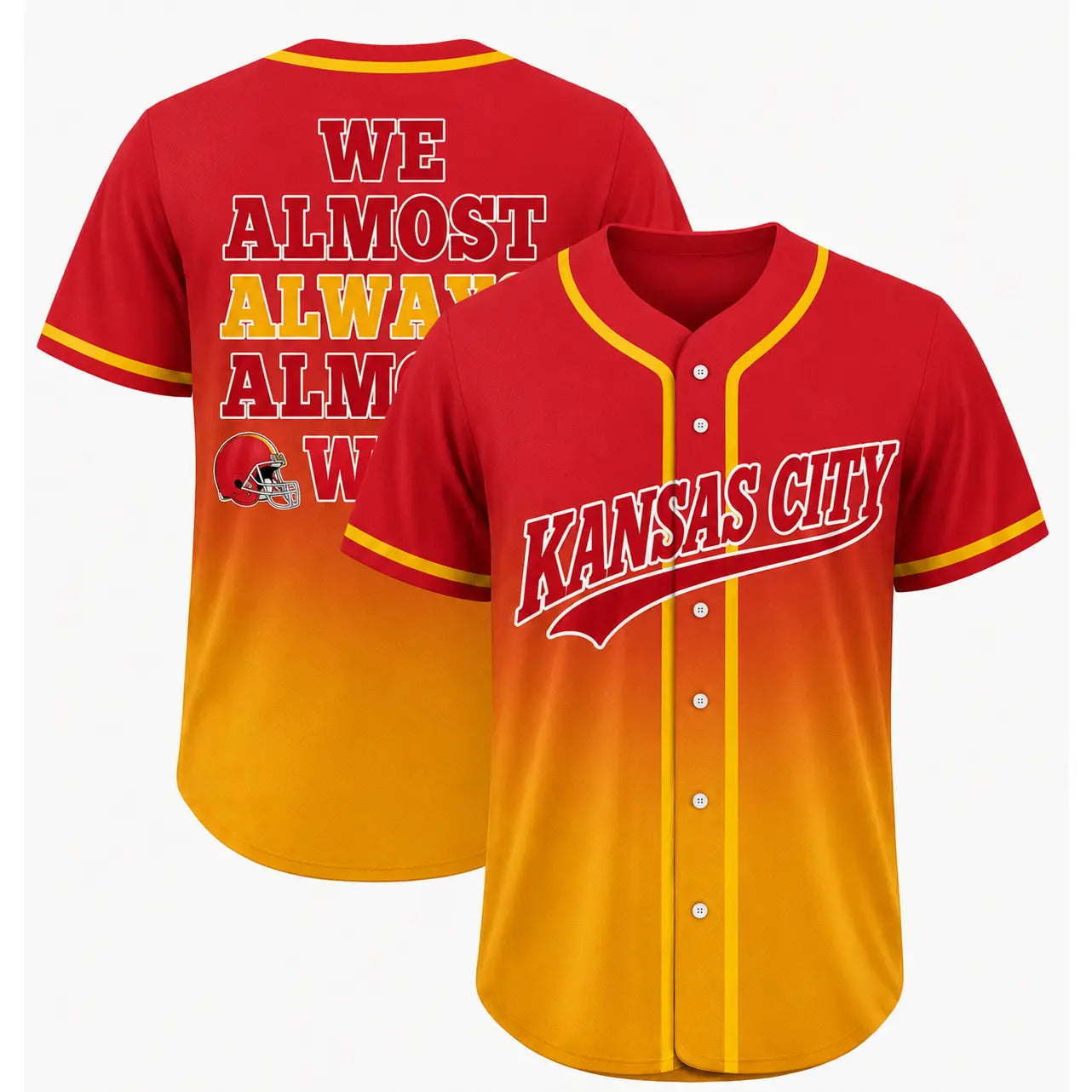 Football Fan Gradient Ombre Baseball Jersey