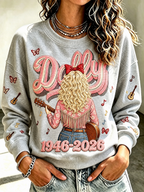 Women's Commemorative Printed Round Neck Swearshirt