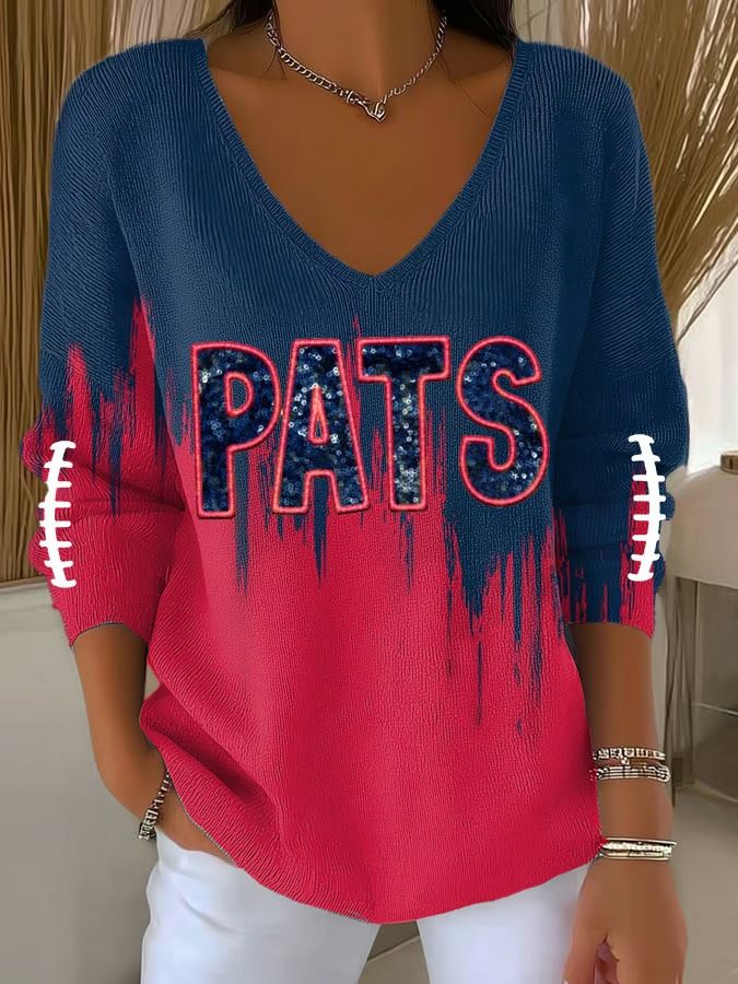 Women's Casual Football Print T-Shirt