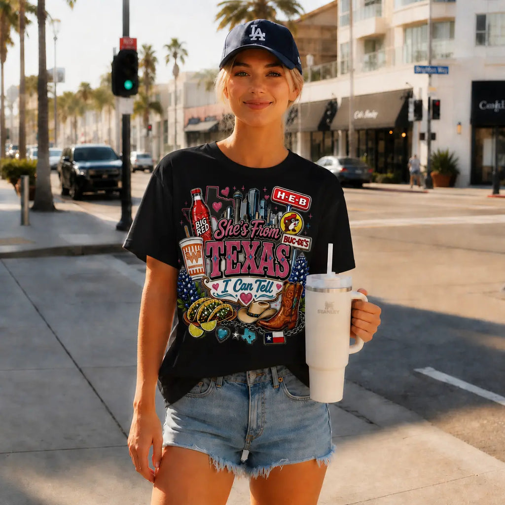 Vintage She's From Texas I Can Tell Big Red Shirt