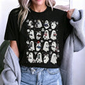 Cute Book‑Loving Ghosts Halloween Graphic T‑Shirt