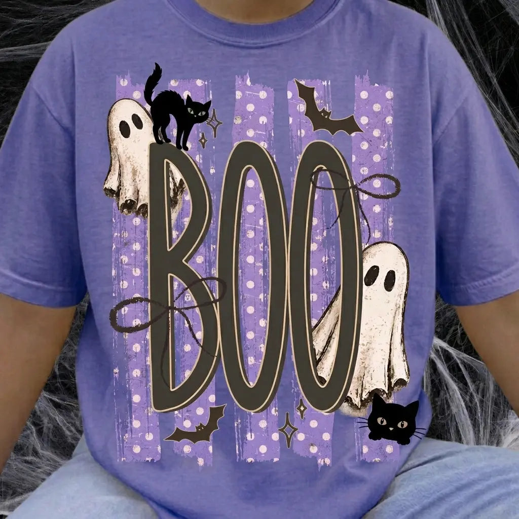 Cute Ghost Black Cat Graphic Tee