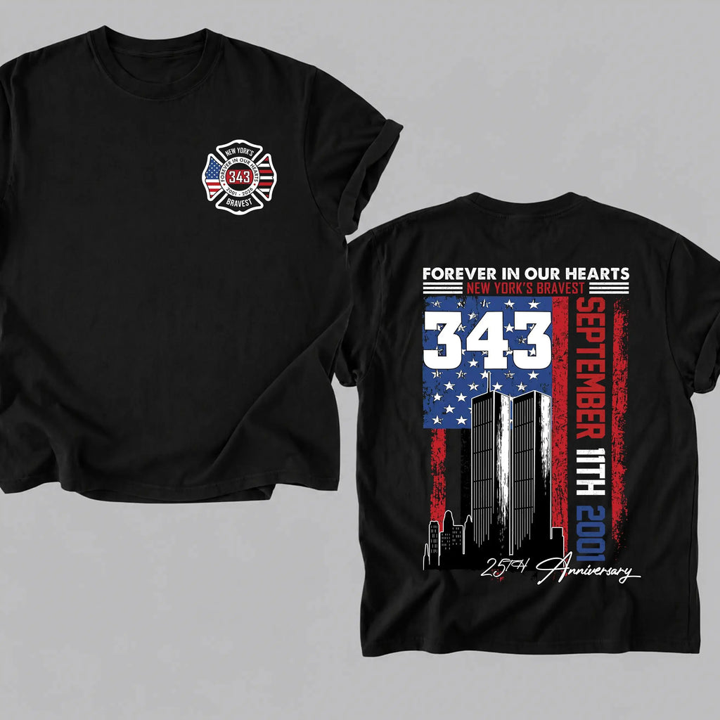 Forever In Our Hearts 343 Hero 9/11 25th Anniversary Shirt