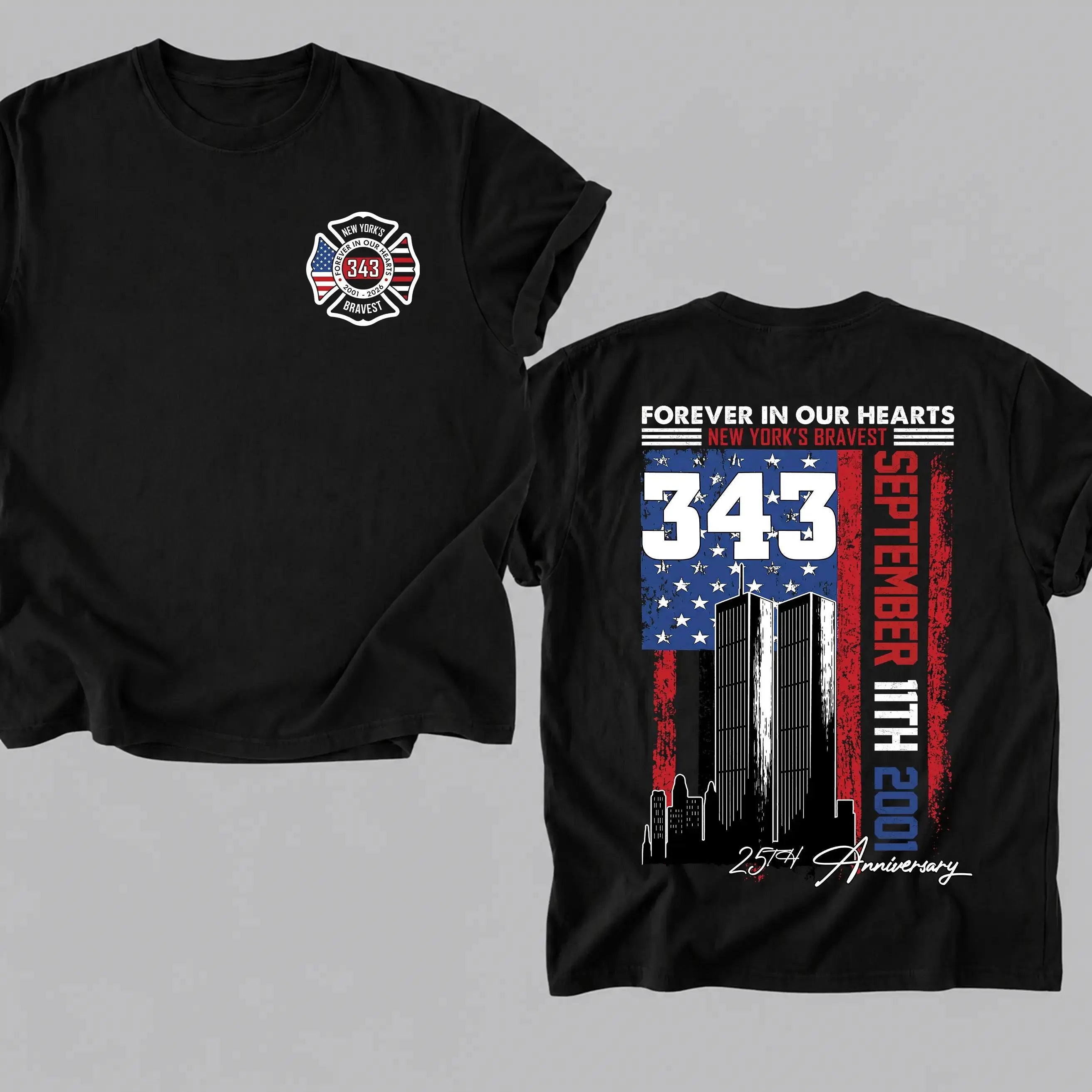 Forever In Our Hearts 343 Hero 9/11 25th Anniversary Shirt