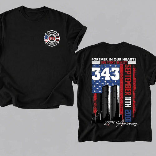 Forever In Our Hearts 343 Hero 9/11 25th Anniversary Shirt