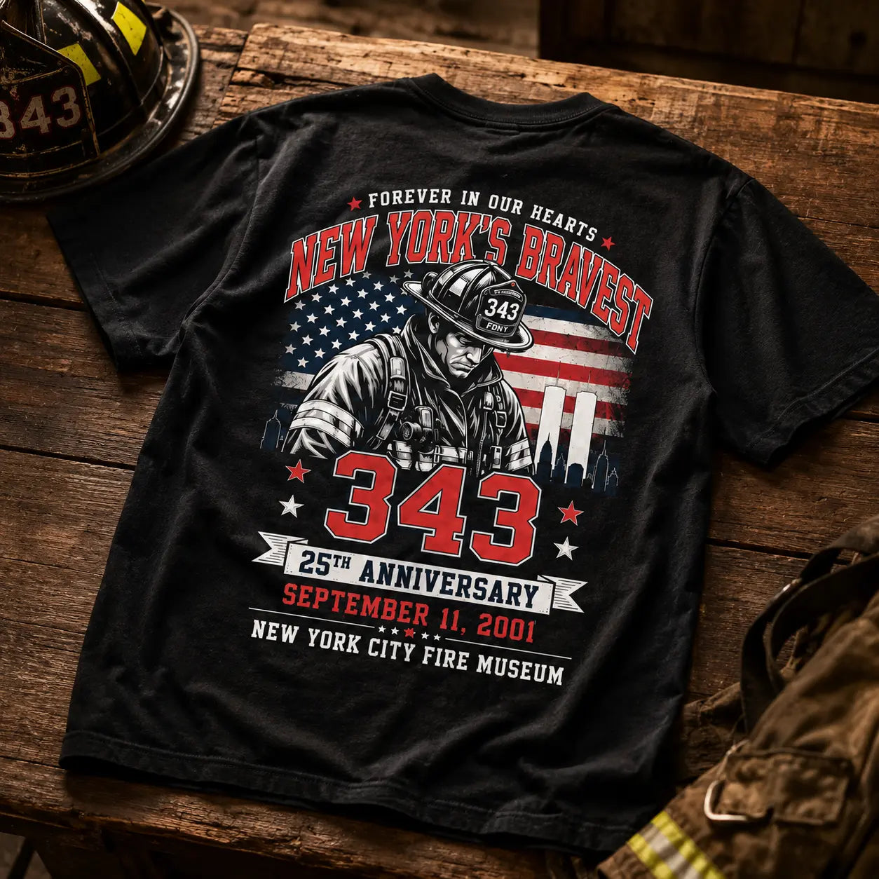 25th Anniversary Firefighter Tribute T Shirt