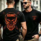 Flame Skull Cross Blade Men T‑Shirt