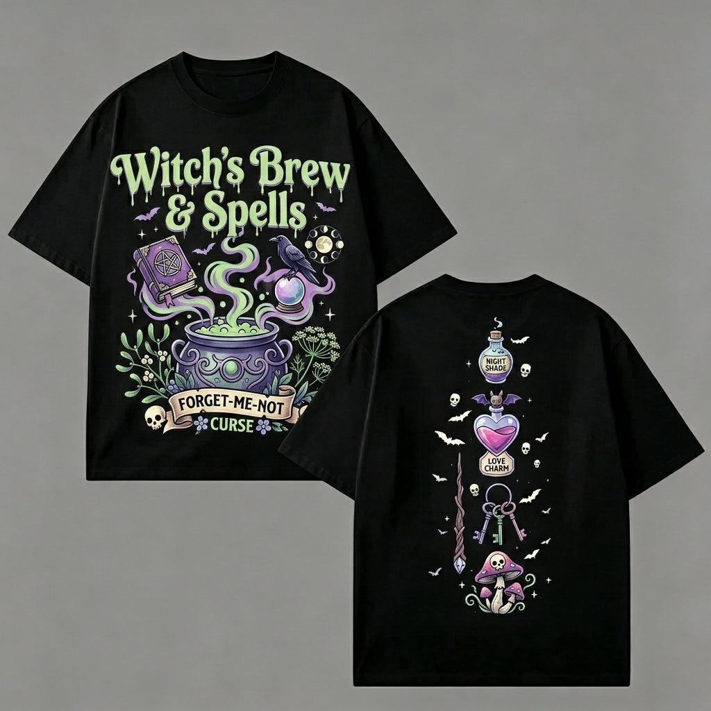 Witch's Brew & Spells Double‑Sided Halloween T‑Shirt