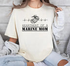 US Marine Mom Heartbeat T-Shirt – Proud USMC Mama Military Family Graphic Tee