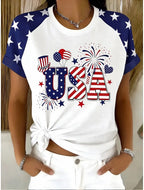 Women's USA Firework Patriotic Raglan Sleeve T-Shirt