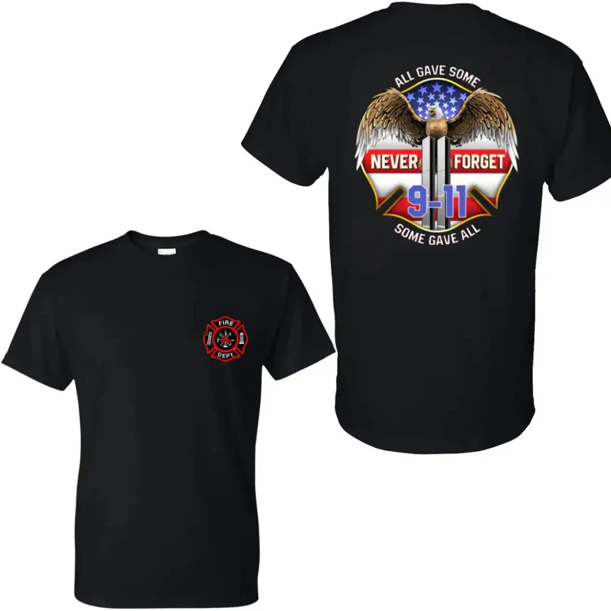 Firefighter Never Forget 9-11 Graphic Tee 