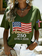 Women's 250th Anniversary Print V-Neck Top