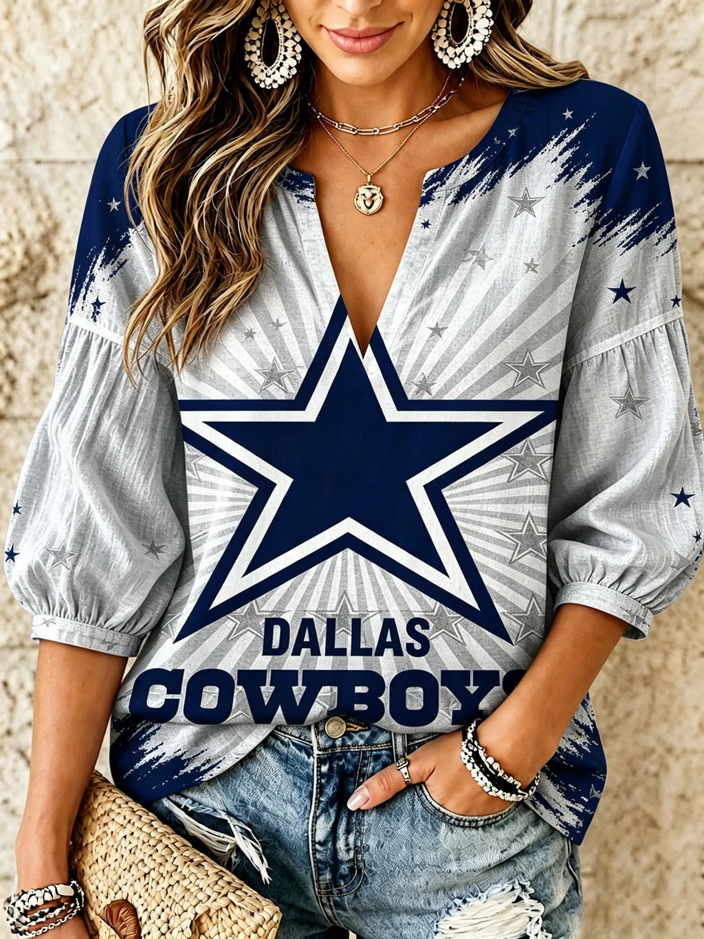 Women's Football V-Neck Blouse