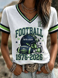 Women'S Rugby Print Short-Sleeved T-Shirt