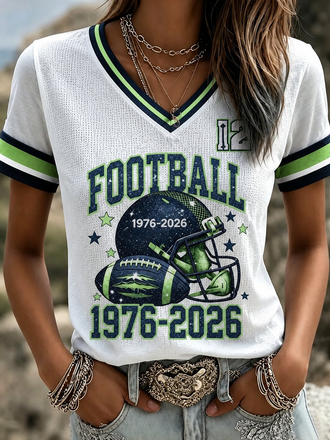 Women'S Rugby Print Short-Sleeved T-Shirt