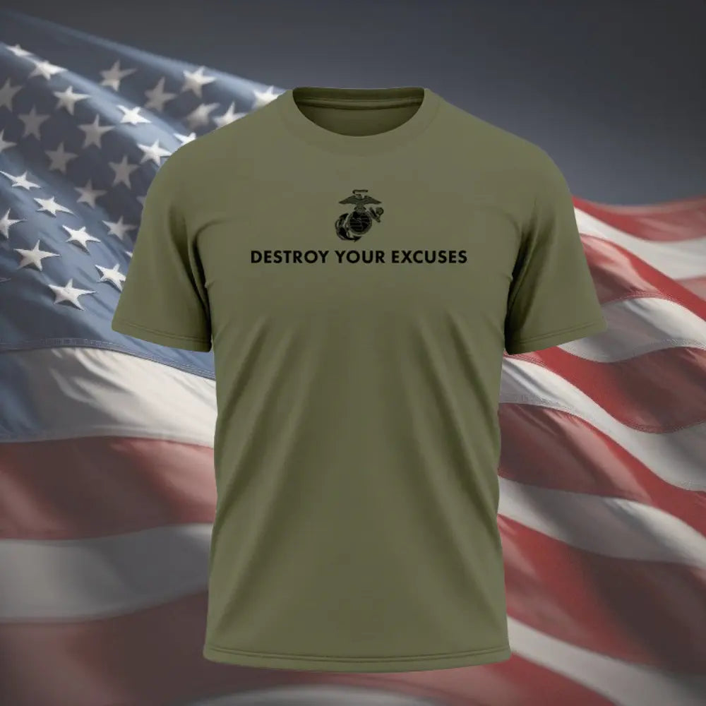 Marines "Destroy Your Excuses" Performance shirt United States Marine Corps,Made in USA