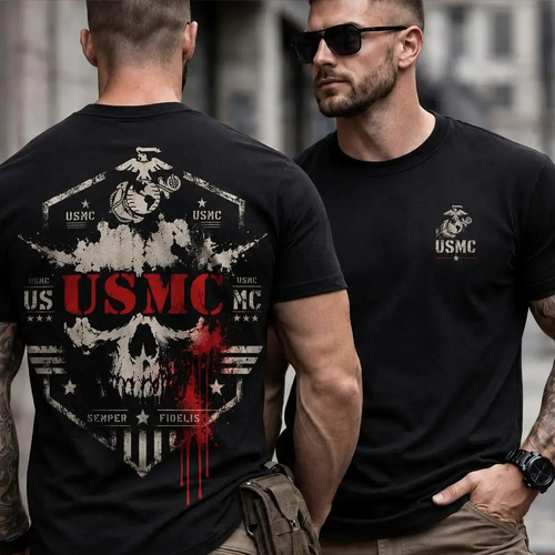 Breathable Casual USMC Skull T-Shirt