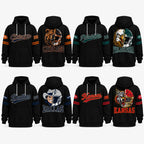 Retro City Football Mascot Graphic Hoodie With Front Pocket