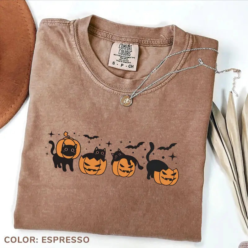 Vintage 90s Cat Halloween Pumpkin Tee
