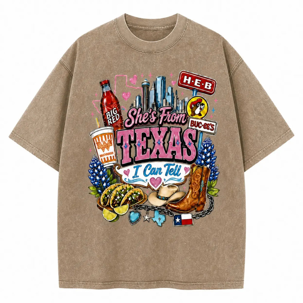 Vintage She's From Texas I Can Tell Big Red Shirt