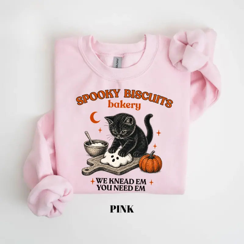 Kitty Biscuits Sweatshirt, Spooky Season Black Cat Halloween Crewneck