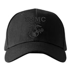 Marines Old School EGA Embroidered 'Blackout' Hat Flexible Fit USMC Cover