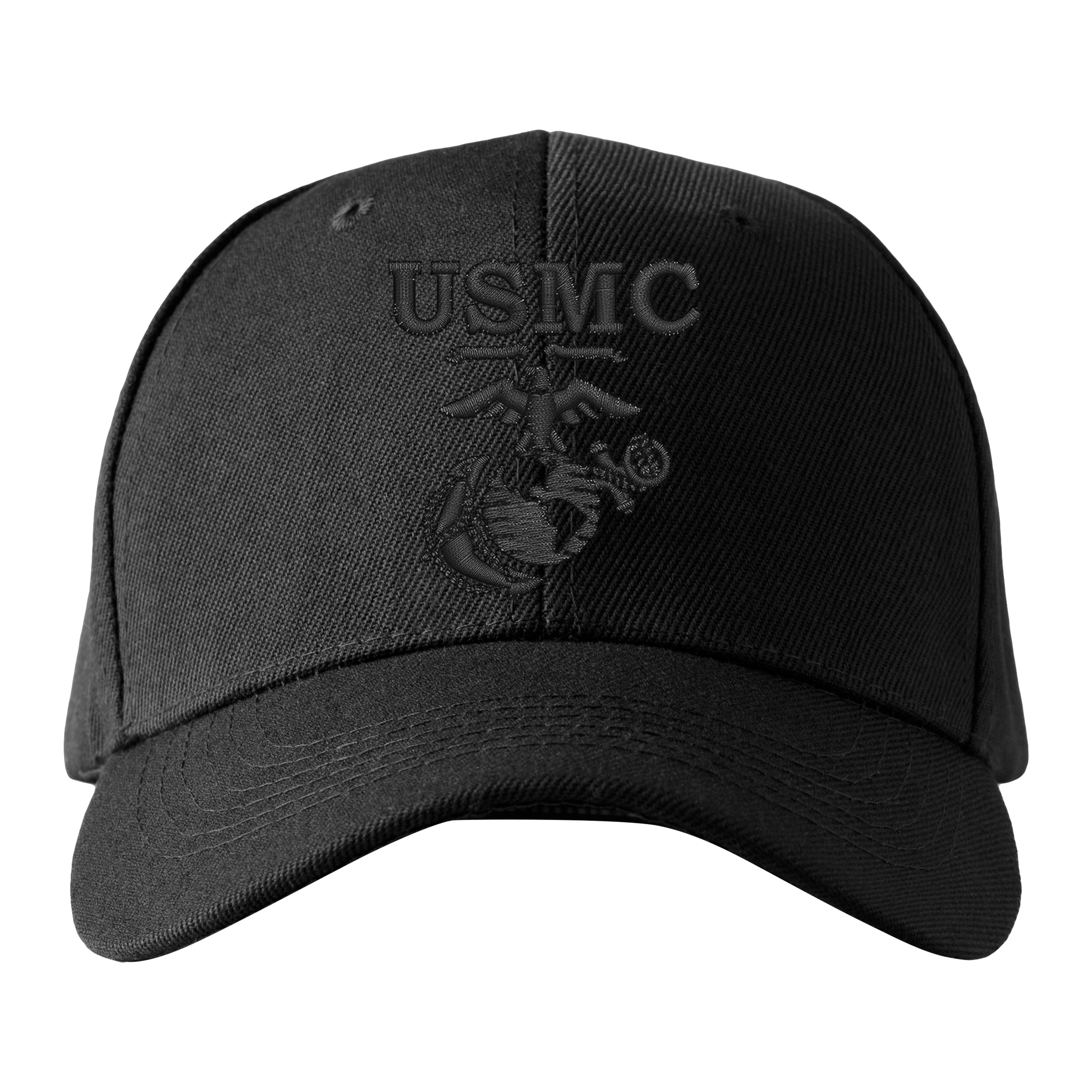 Marines Old School EGA Embroidered 'Blackout' Hat Flexible Fit USMC Cover